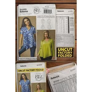 Butterick B5999 Sewing Pattern Connie Crawford Plus Size Tunic Top XXL-6X